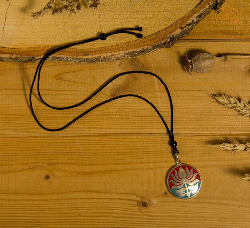 Lotus Blossom Tibetan Style Inlay Pendant Necklace