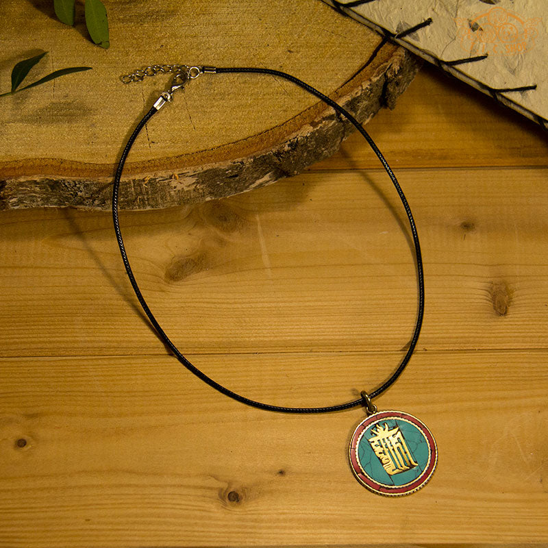 Kalachakra Symbol Tibetan Style Inlay Pendant Necklace