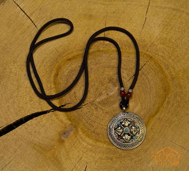 Powerful Vajra Tibetan Style Filigree Pendant Necklace