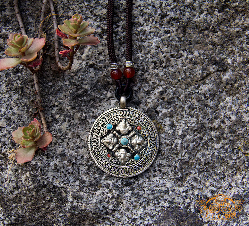 Powerful Vajra Tibetan Style Filigree Pendant Necklace