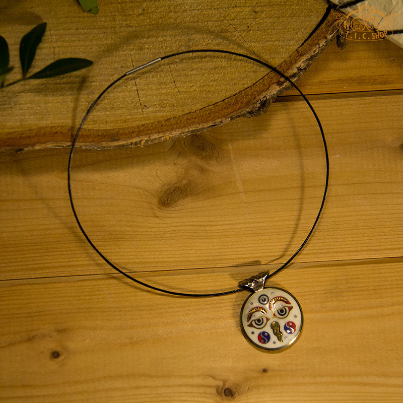 Symbolic Double-Sided Inlay Amulet Pendant Necklace