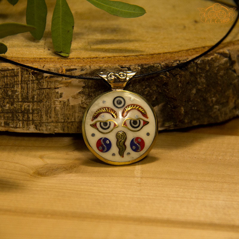 Symbolic Double-Sided Inlay Amulet Pendant Necklace