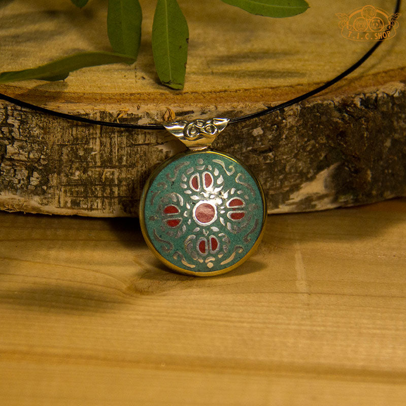 Symbolic Double-Sided Inlay Amulet Pendant Necklace