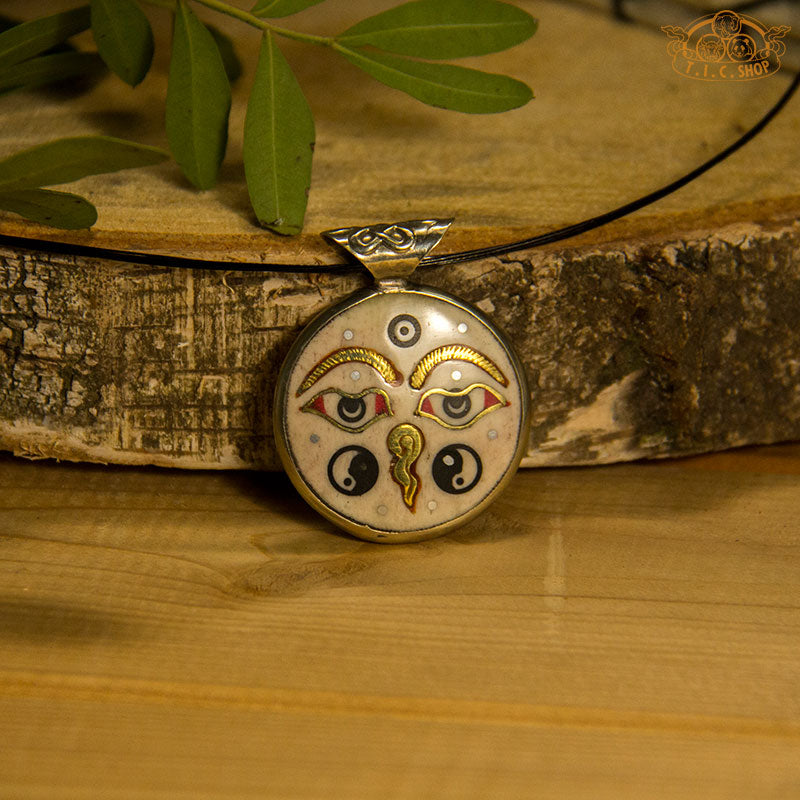 Symbolic Double-Sided Inlay Amulet Pendant Necklace