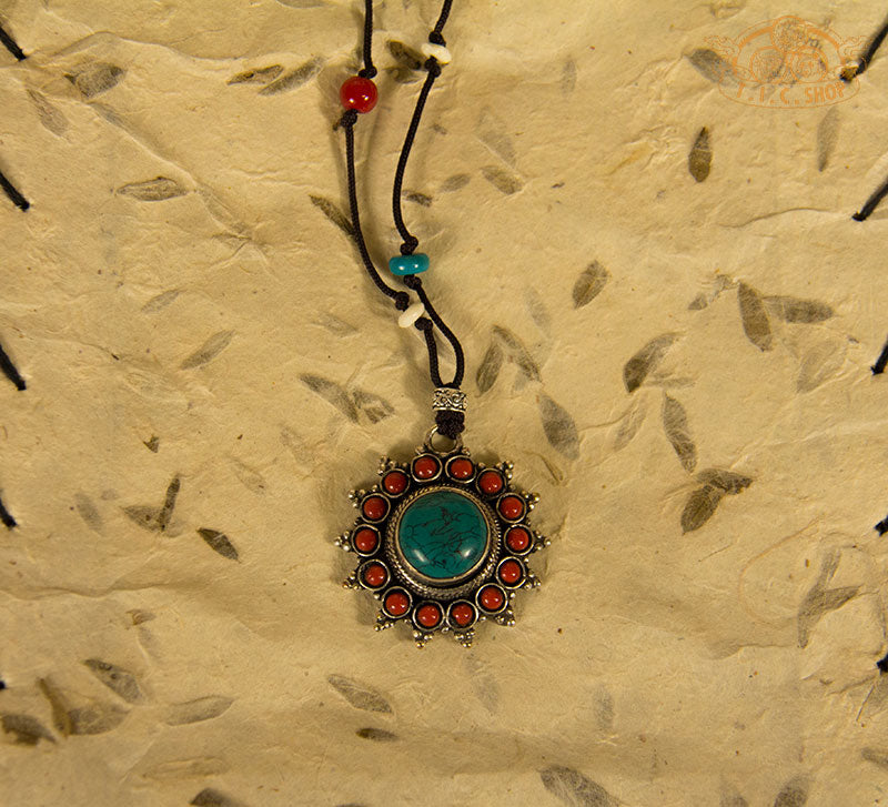 Floral Tibetan Style Pendant Necklace