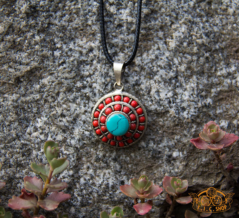 Mandala Inlay Pendant Necklace