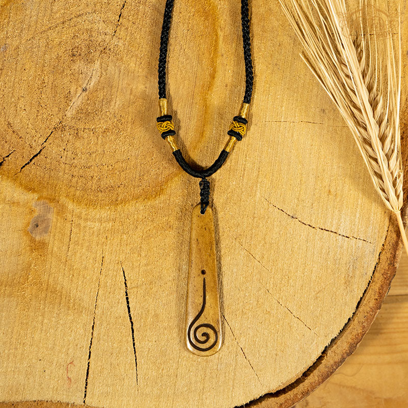 Rising Spiral Yak Bone Amulet Pendant Necklace