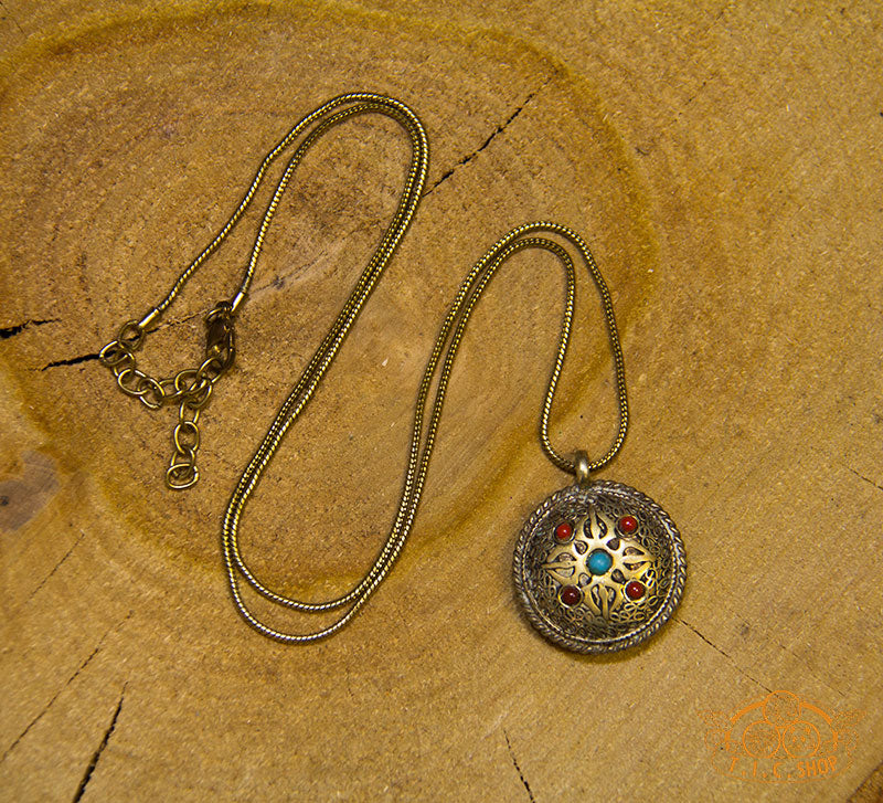 Symbolic Double-Sided Filigree Pendant Necklace