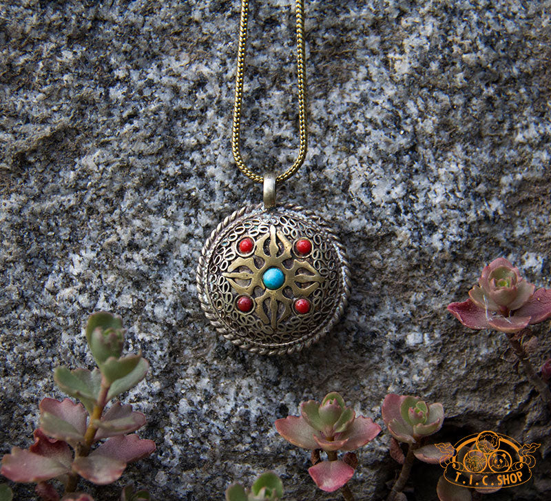 Symbolic Double-Sided Filigree Pendant Necklace