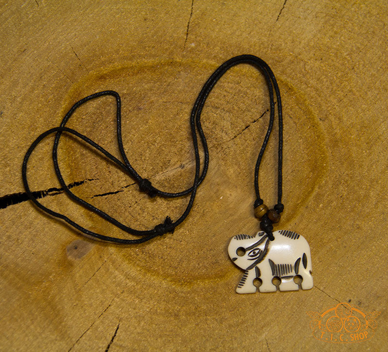 White Elephant Amulet Pendant Necklace