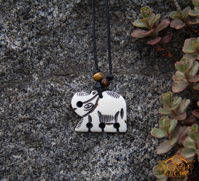 White Elephant Amulet Pendant Necklace
