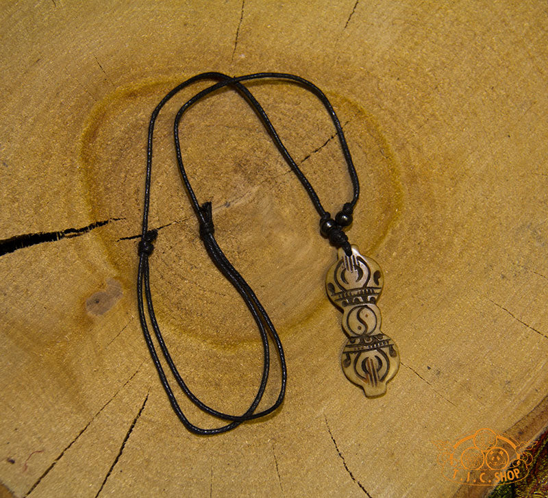 Vajra Symbol Yak Bone Amulet Pendant Necklace