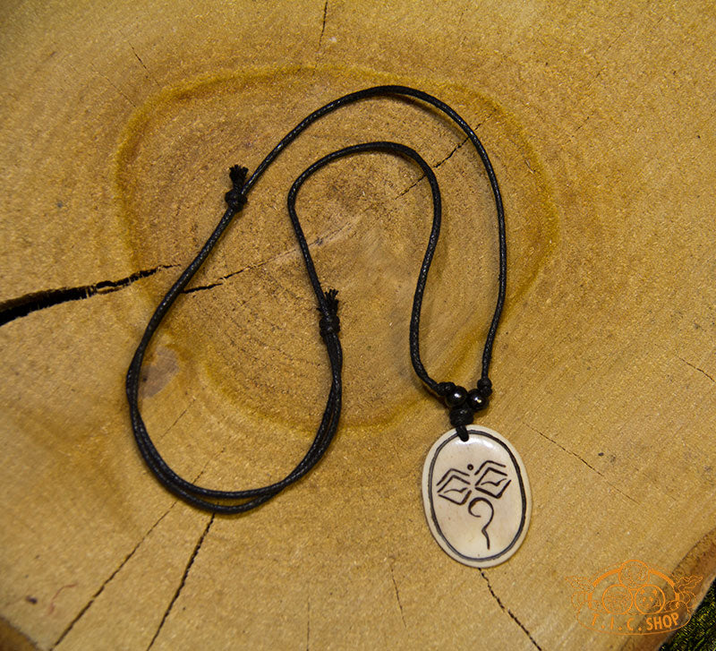Wisdom Eyes Yak Bone Amulet Pendant Necklace