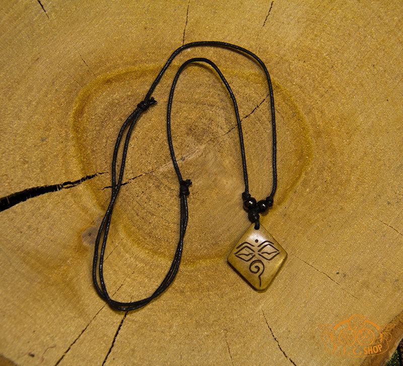 Wisdom Eyes Yak Bone Amulet Pendant Necklace