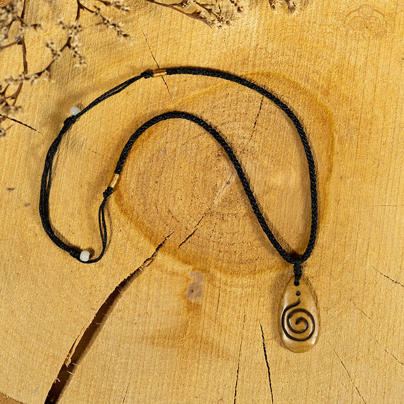 Rising Spiral Yak Bone Amulet Pendant Necklace