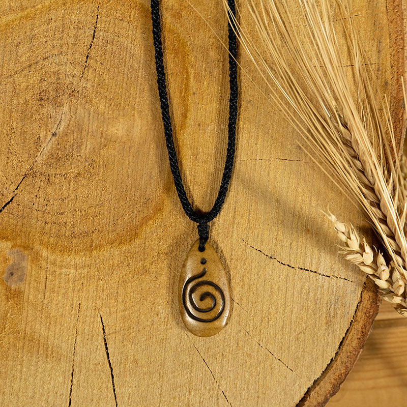 Rising Spiral Yak Bone Amulet Pendant Necklace