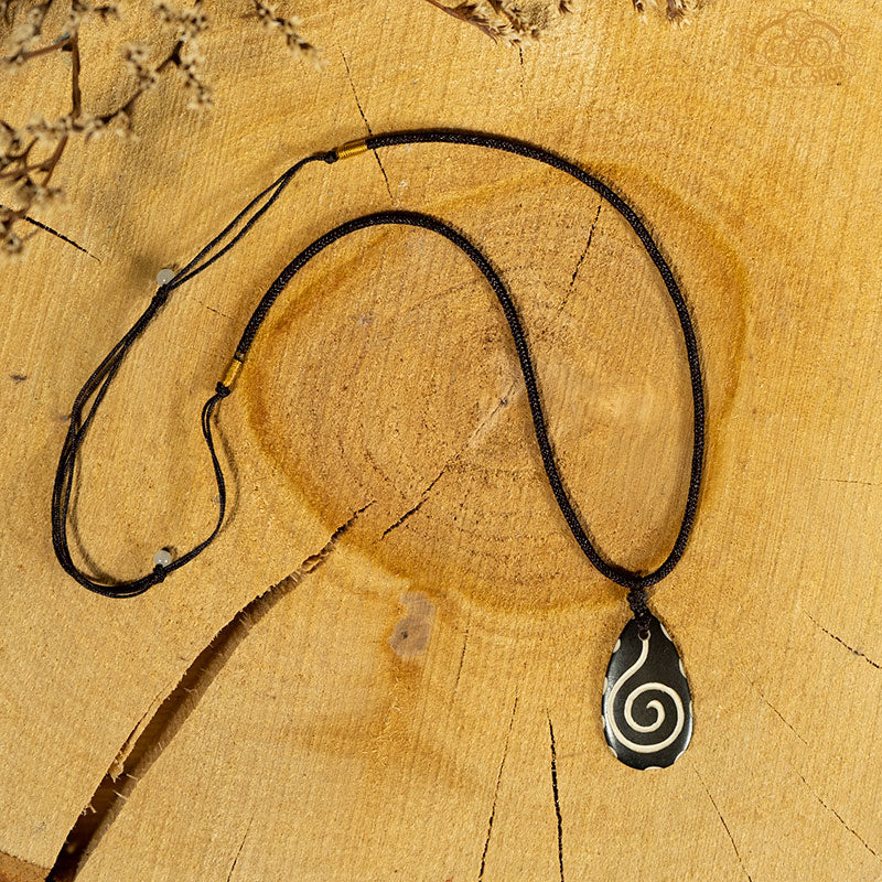 Rising Spiral Yak Bone Amulet Pendant Necklace