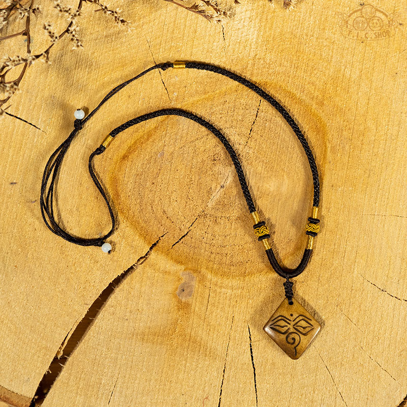 Wisdom Eyes Yak Bone Amulet Pendant Necklace