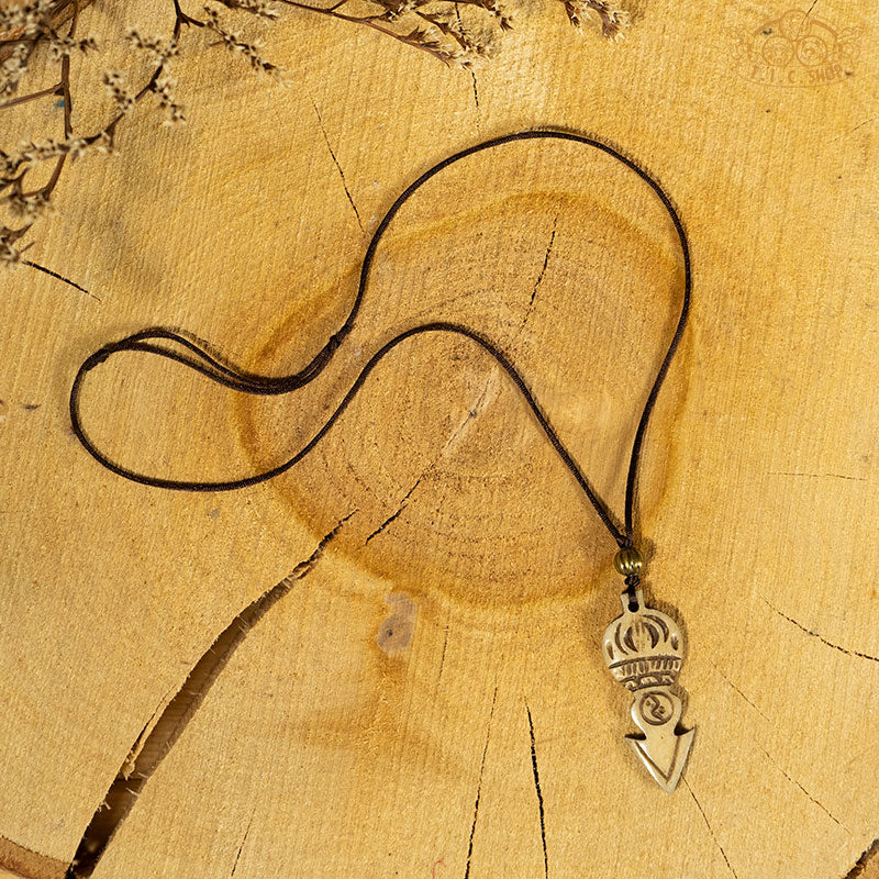 Symbolic Yak Bone Amulet Pendant Necklace