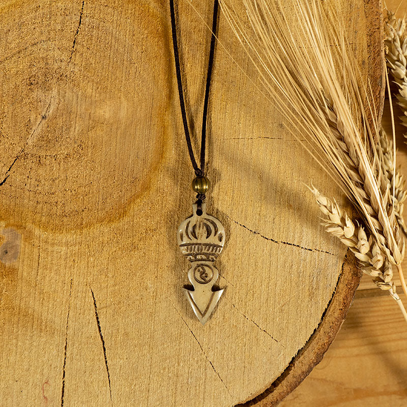 Symbolic Yak Bone Amulet Pendant Necklace