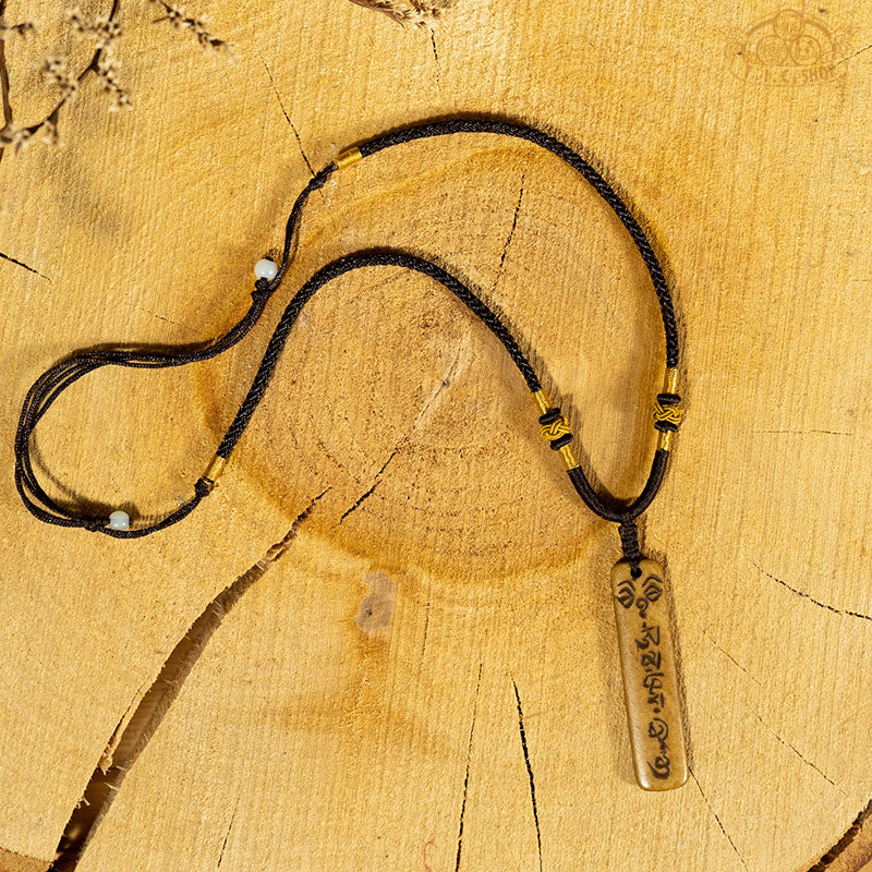 OM Mantra Yak Bone Amulet Pendant Necklace