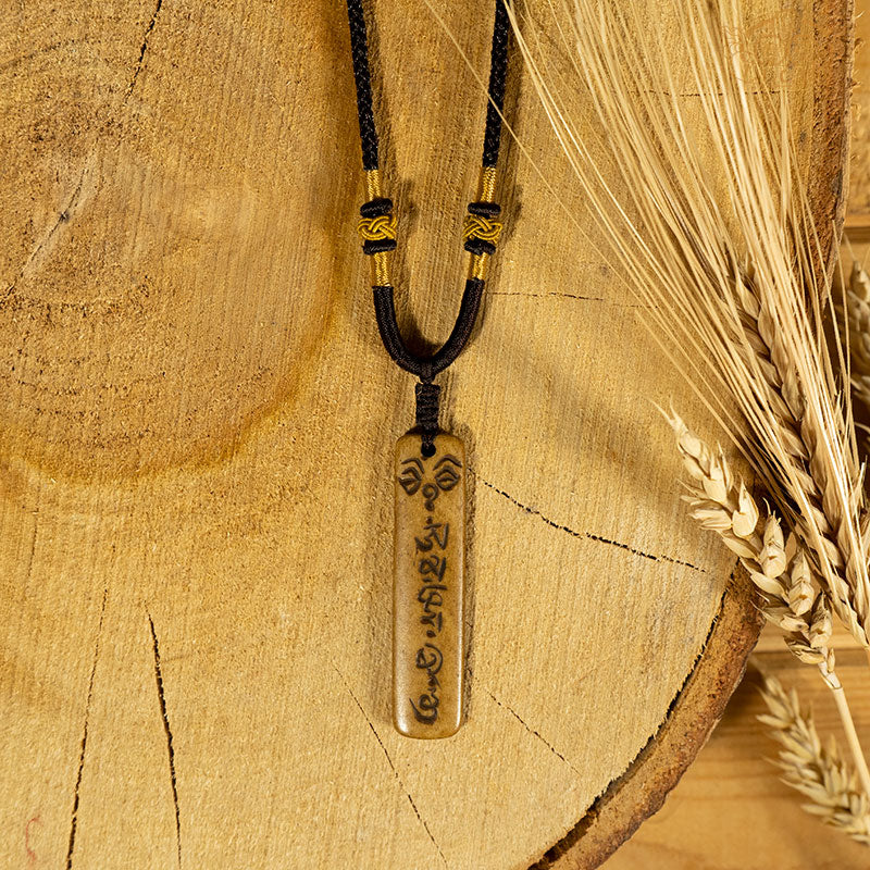 OM Mantra Yak Bone Amulet Pendant Necklace