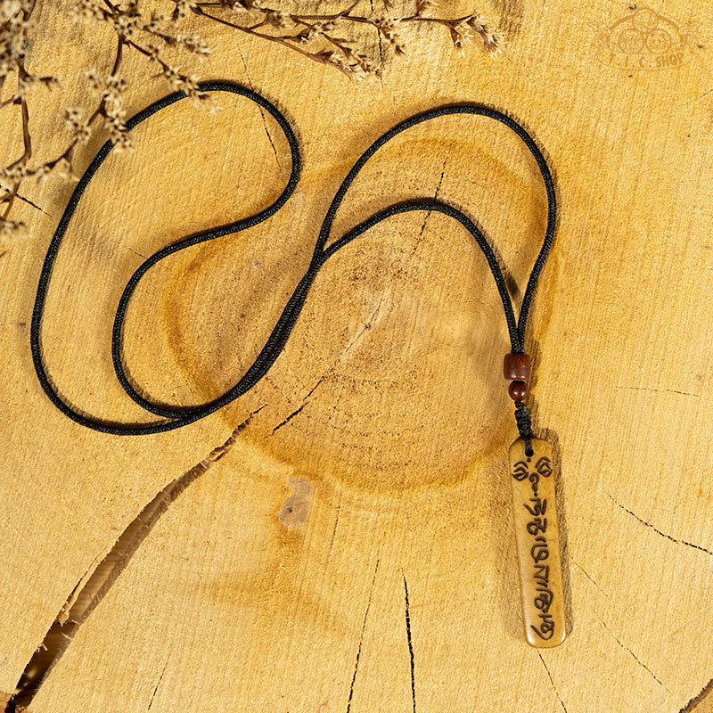OM Mantra Yak Bone Amulet Pendant Necklace