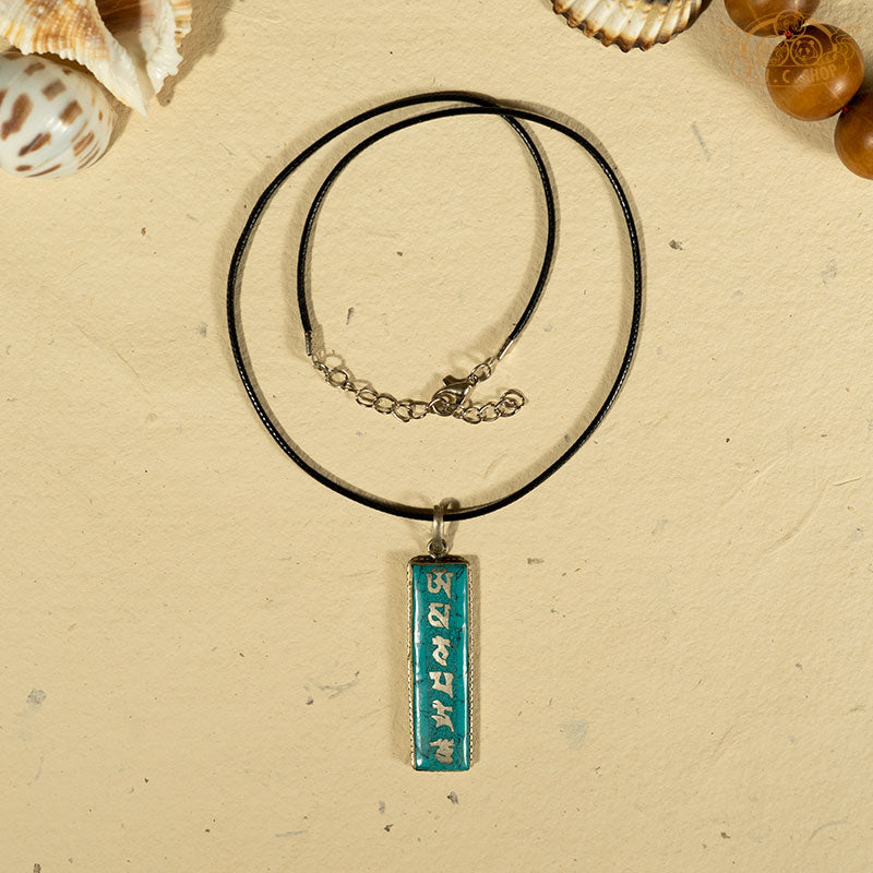 OM Symbol Tibetan Style Inlay Pendant Necklace