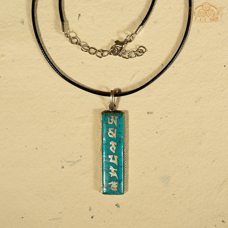 OM Symbol Tibetan Style Inlay Pendant Necklace