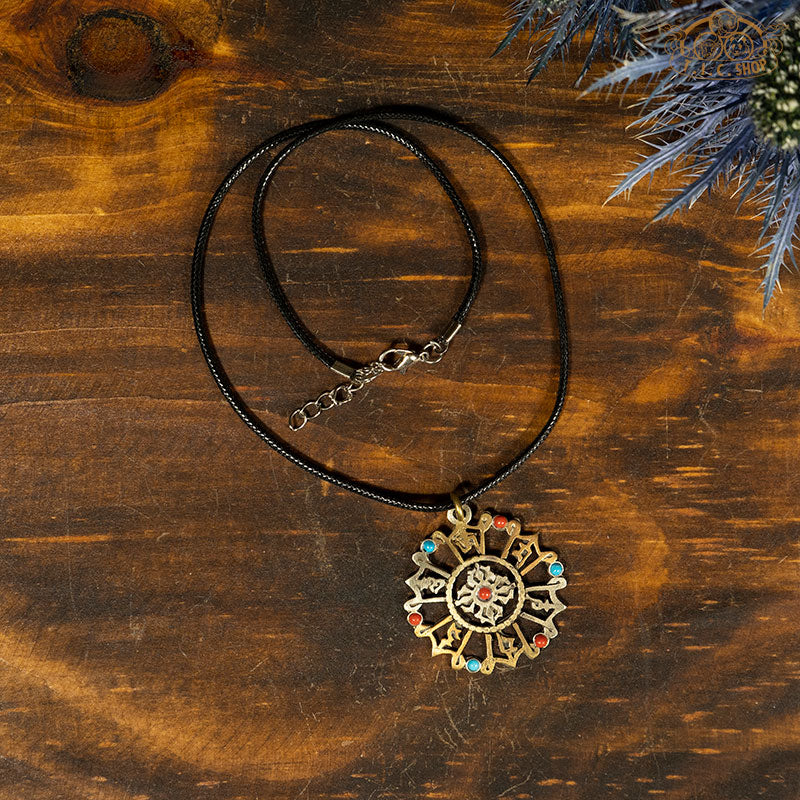 Double Vajra Symbol Metal Amulet Necklace
