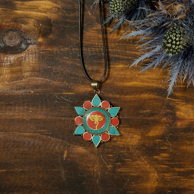 Handmade OM / Wisdom Eye Symbol Amulet Necklace
