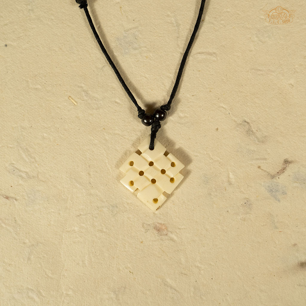 Endless Knot Yak Bone Amulet Pendant Necklace