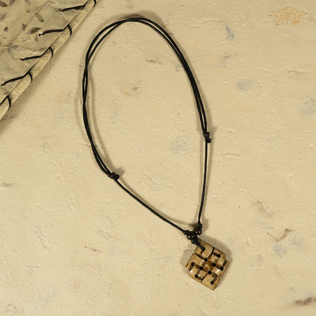 Endless Knot Yak Bone Amulet Pendant Necklace