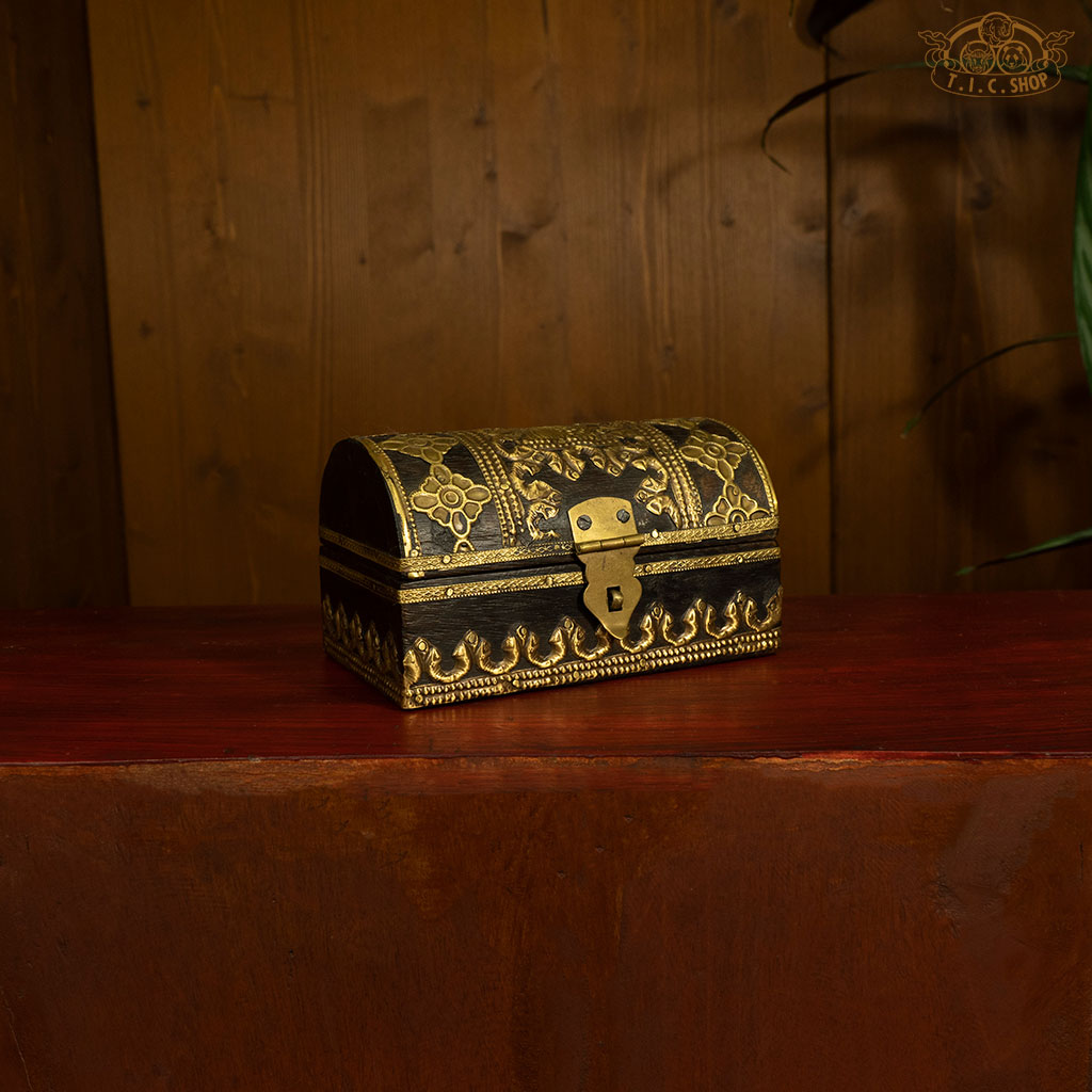 Indian Wooden Treasure Chest Jewelry Box