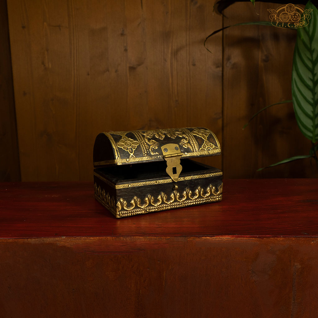 Indian Wooden Treasure Chest Jewelry Box