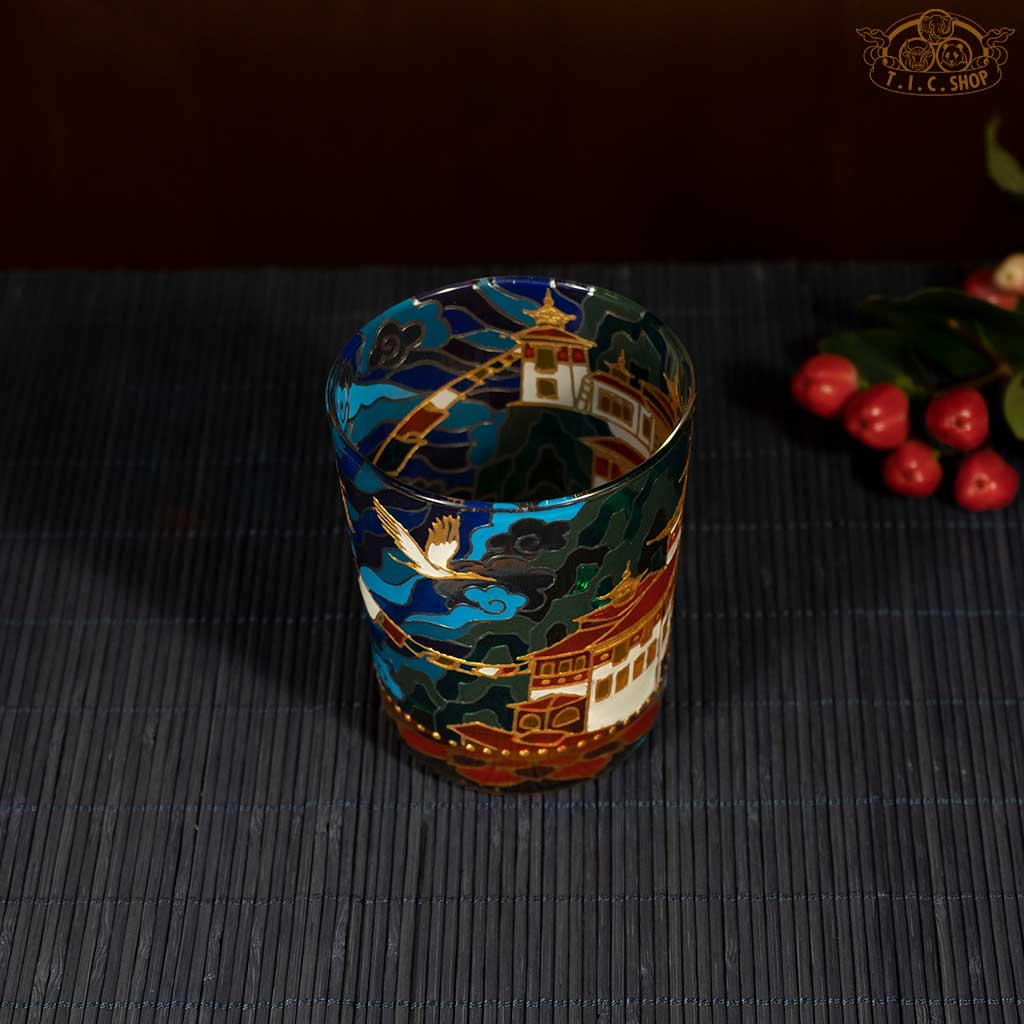 Hand Painted Temple Scenery Candle Holder