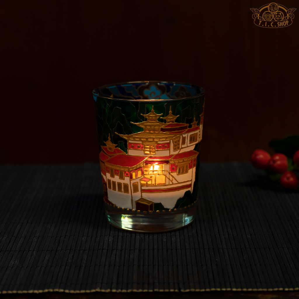Hand Painted Temple Scenery Candle Holder