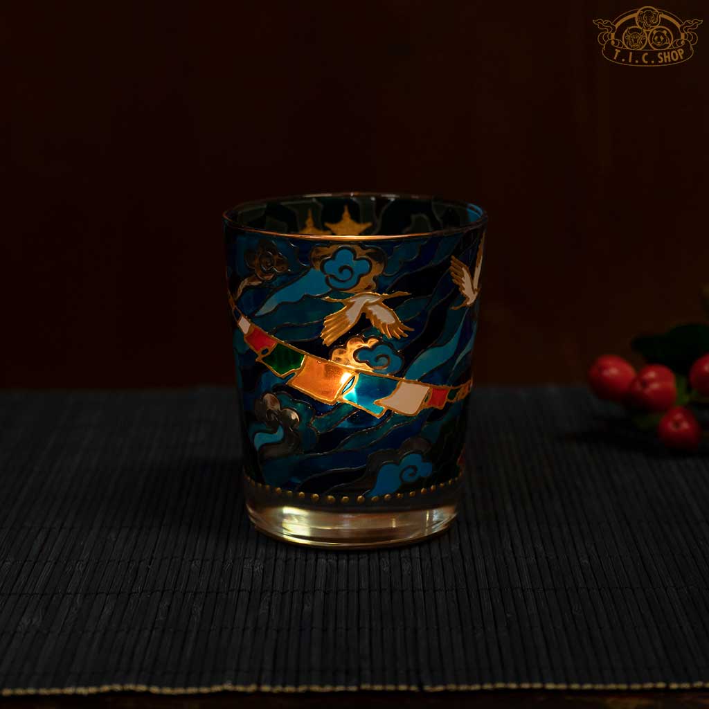 Hand Painted Temple Scenery Candle Holder