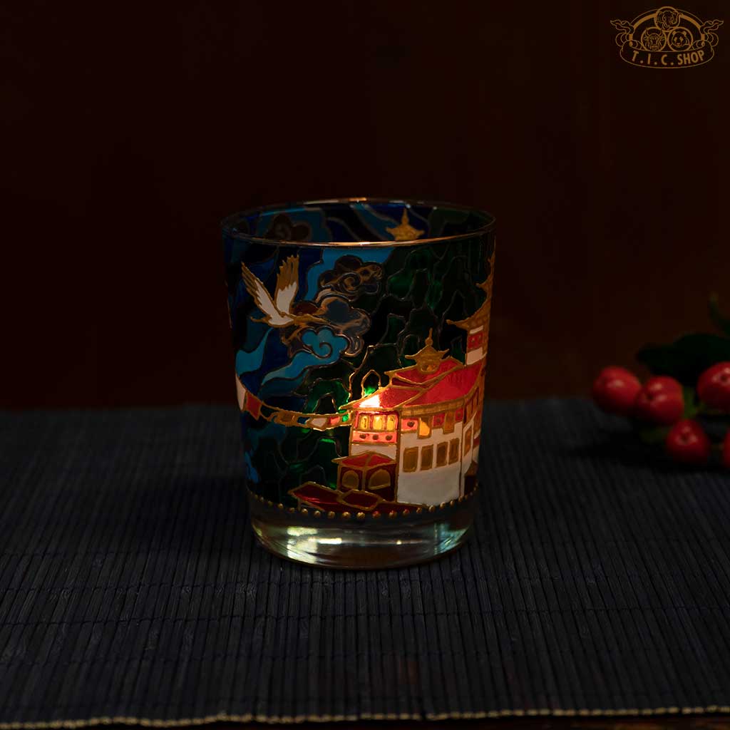 Hand Painted Temple Scenery Candle Holder