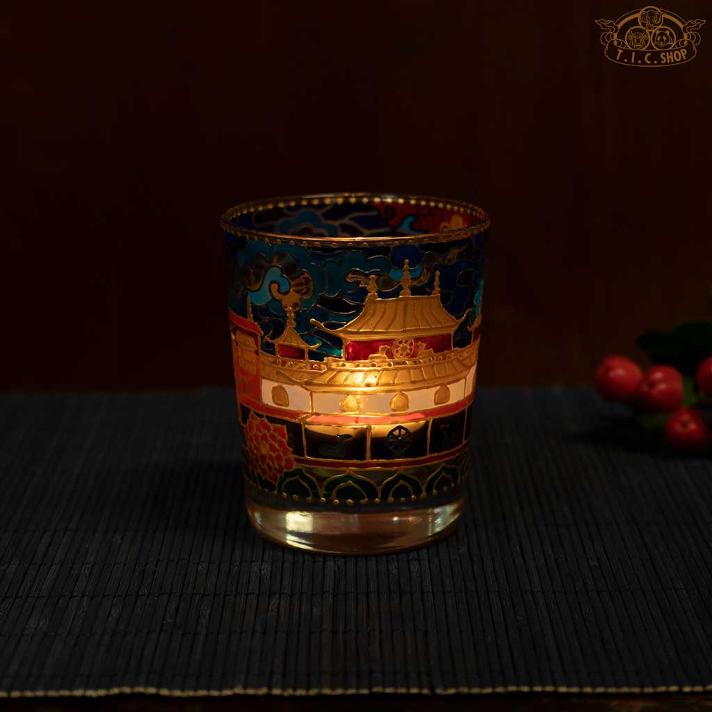 Hand Painted Temple Scenery Candle Holder