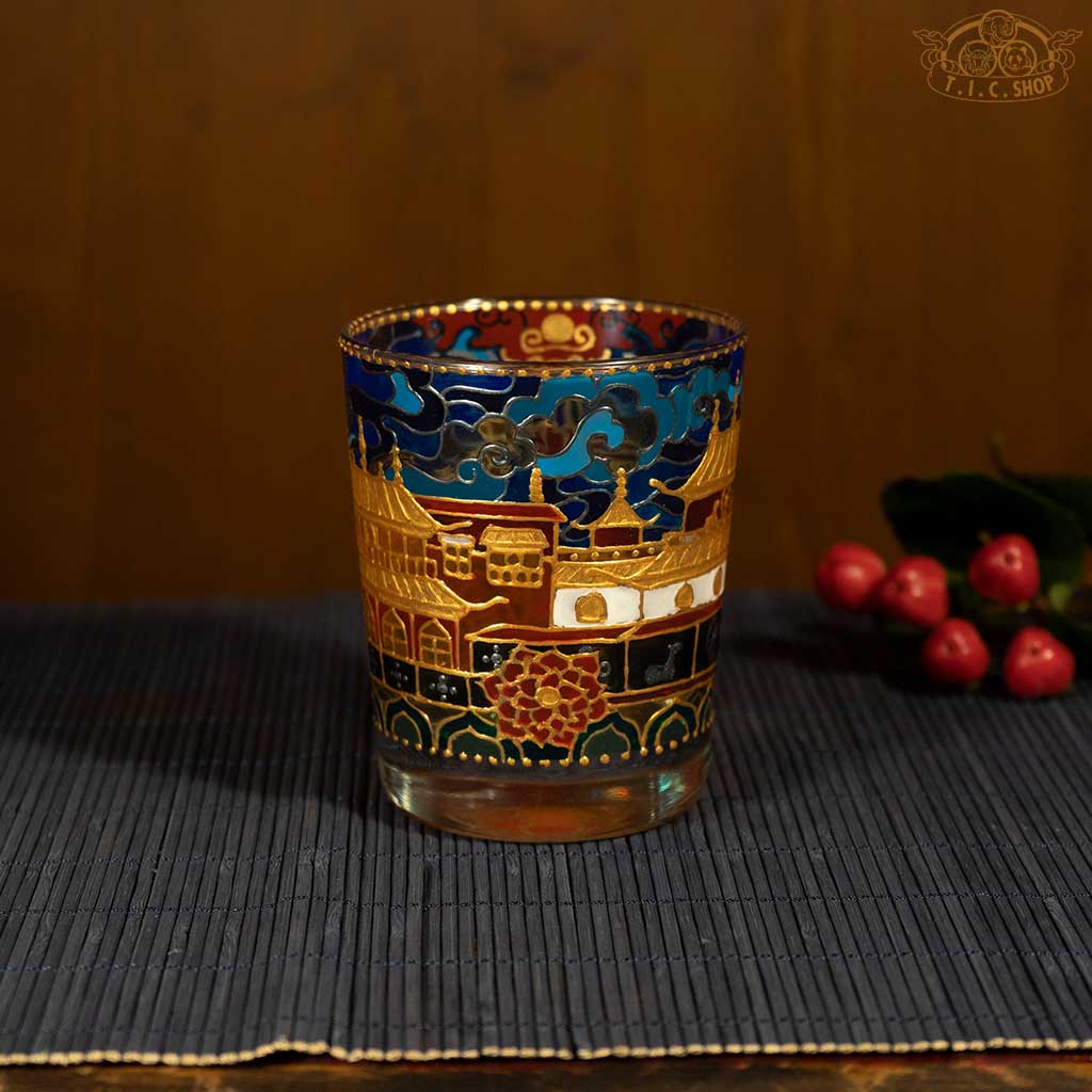 Hand Painted Temple Scenery Candle Holder