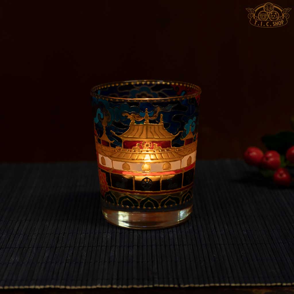 Hand Painted Temple Scenery Candle Holder