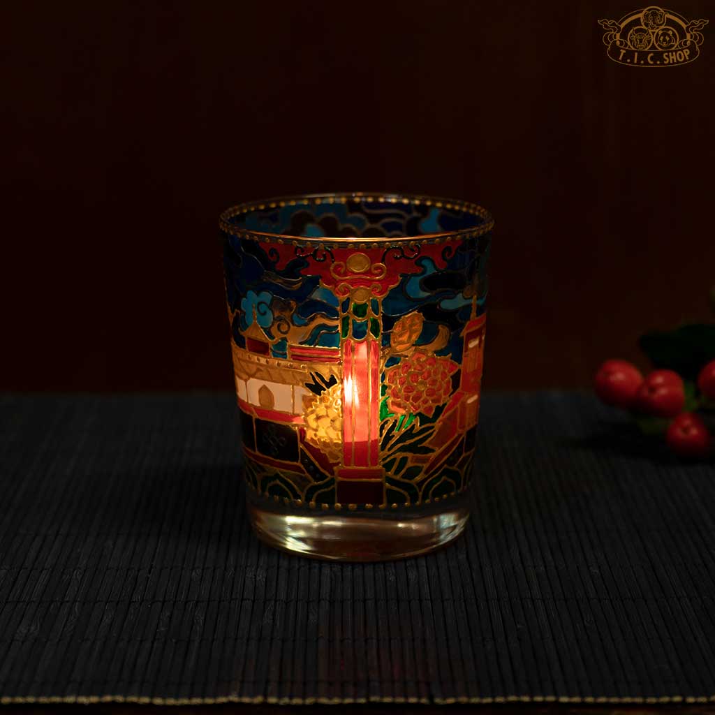 Hand Painted Temple Scenery Candle Holder