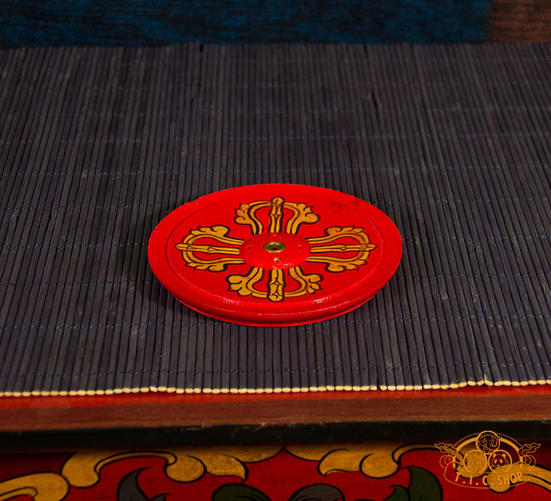 Vajra Symbol Hand-painted Wooden Plate Incense Holder