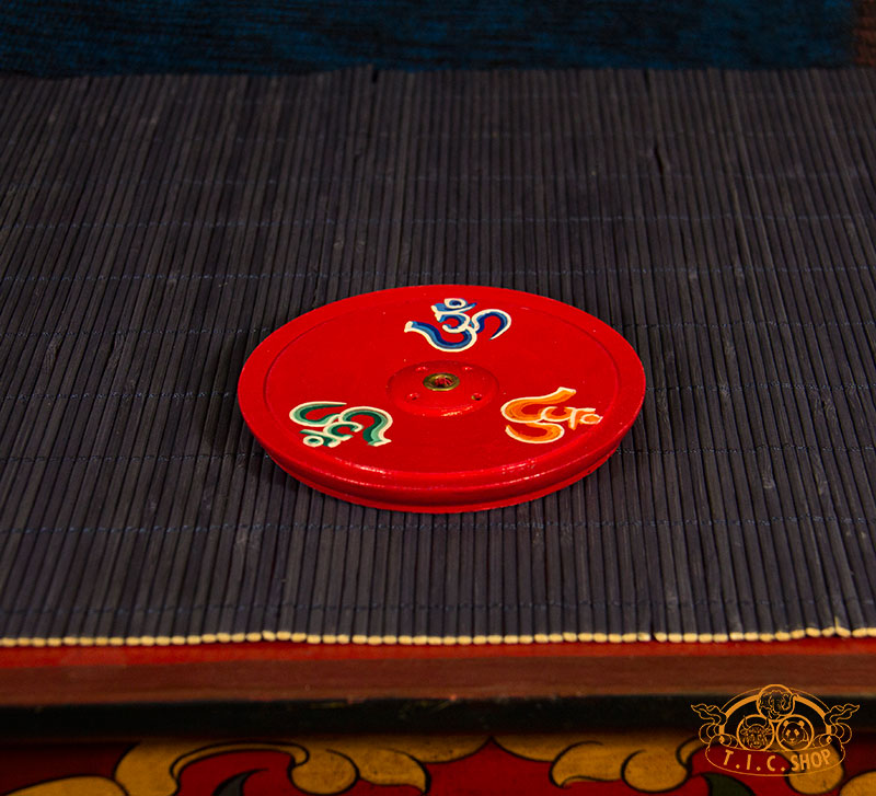 OM Symbols Hand-painted Wooden Plate Incense Holder