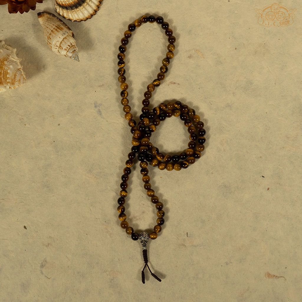'Sunlight in the Highland' Tiger Eye Stone 6mm 108-Bead Prayer Mala