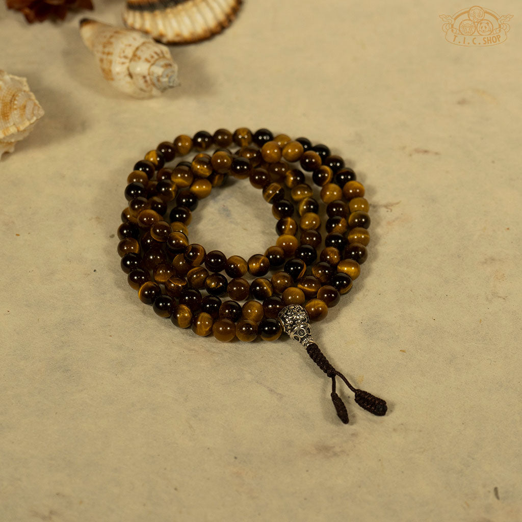 'Sunlight in the Highland' Tiger Eye Stone 6mm 108-Bead Prayer Mala
