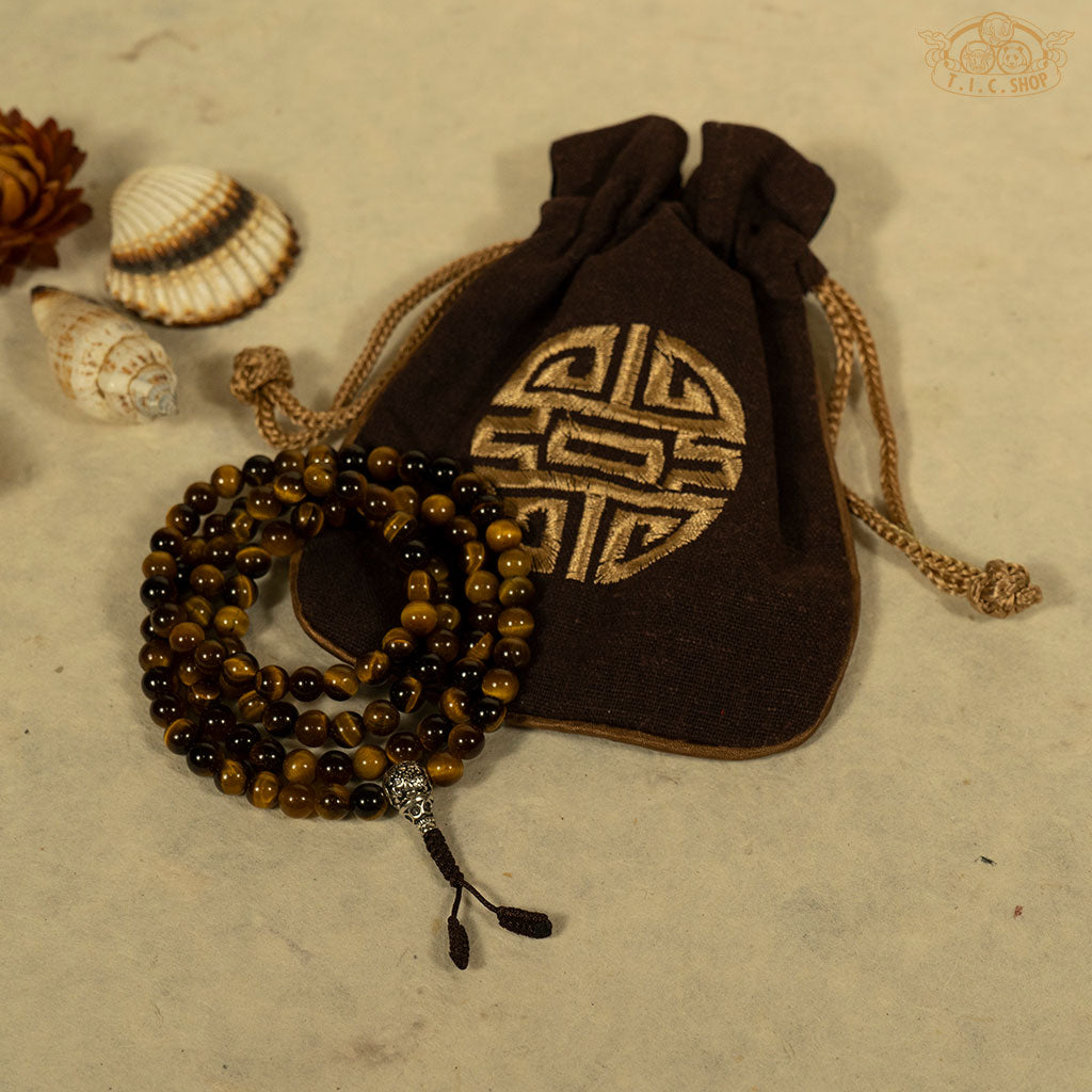 'Sunlight in the Highland' Tiger Eye Stone 6mm 108-Bead Prayer Mala