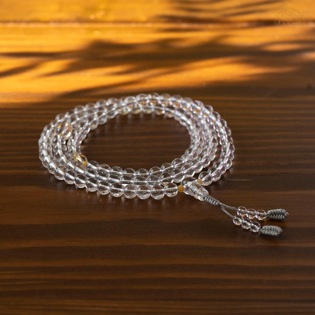 Clear Quartz 6mm 108-Bead Traditional Prayer Mala