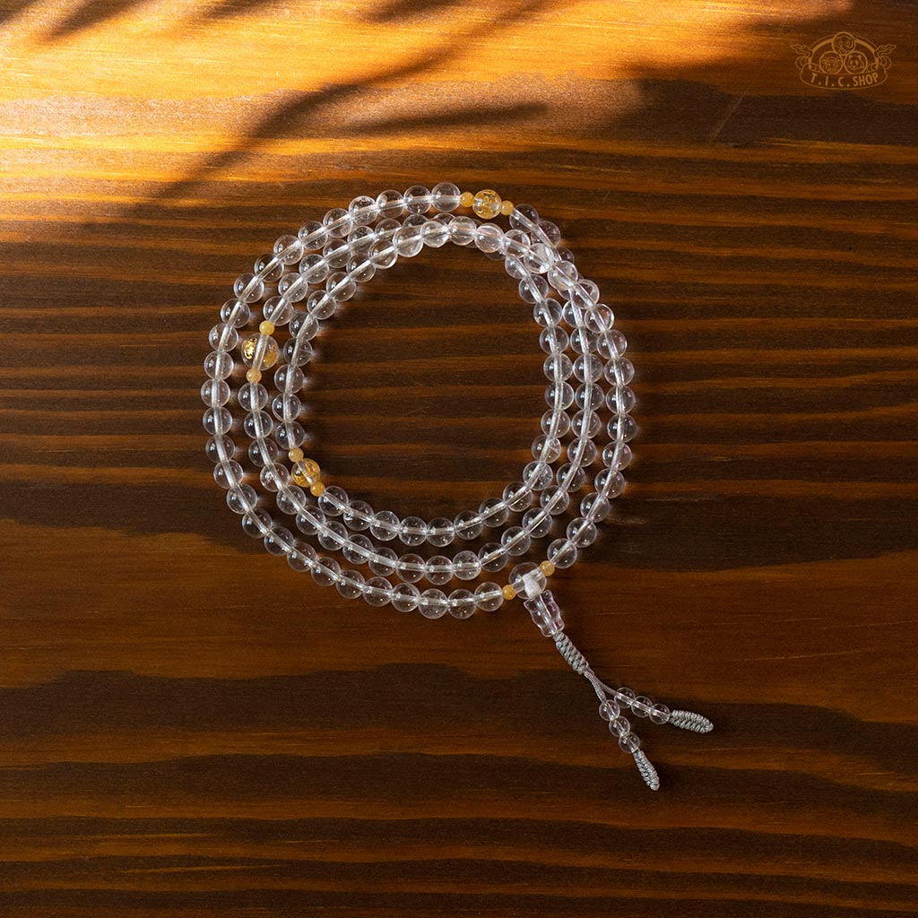 Clear Quartz 6mm 108-Bead Traditional Prayer Mala